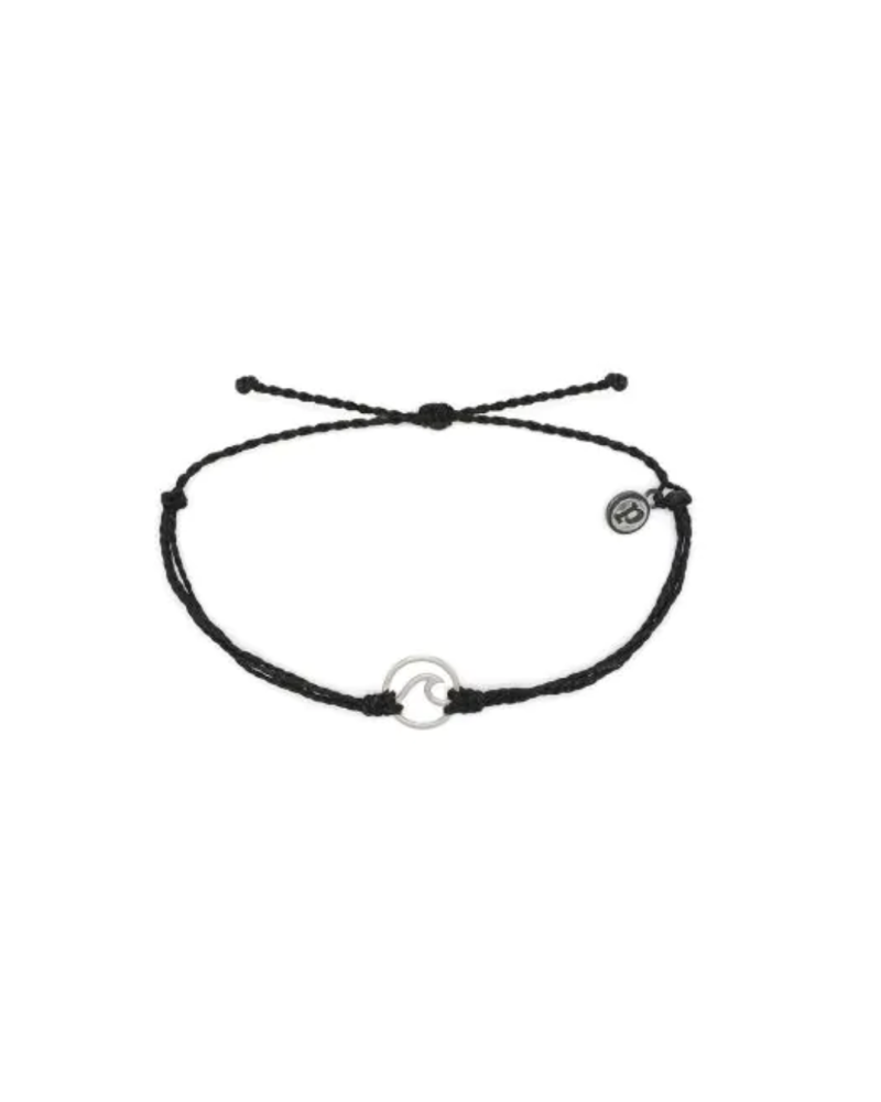 Pura Vida Wave Silver Charm Bracelet in Black