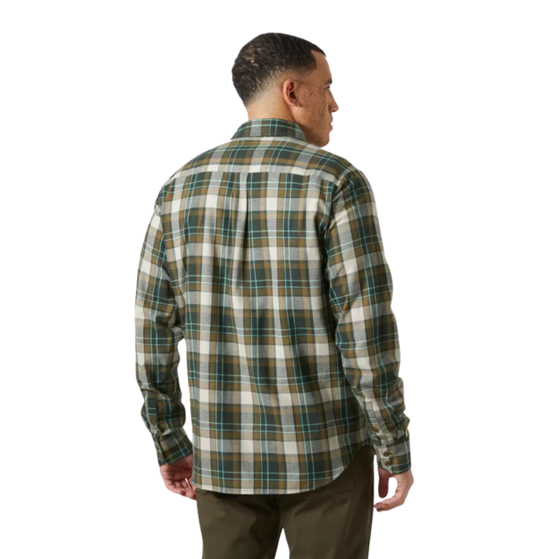 Helly Hansen Mens Lokka Flannel LS Shirt in Dark Jungle Fjell Plaid-1