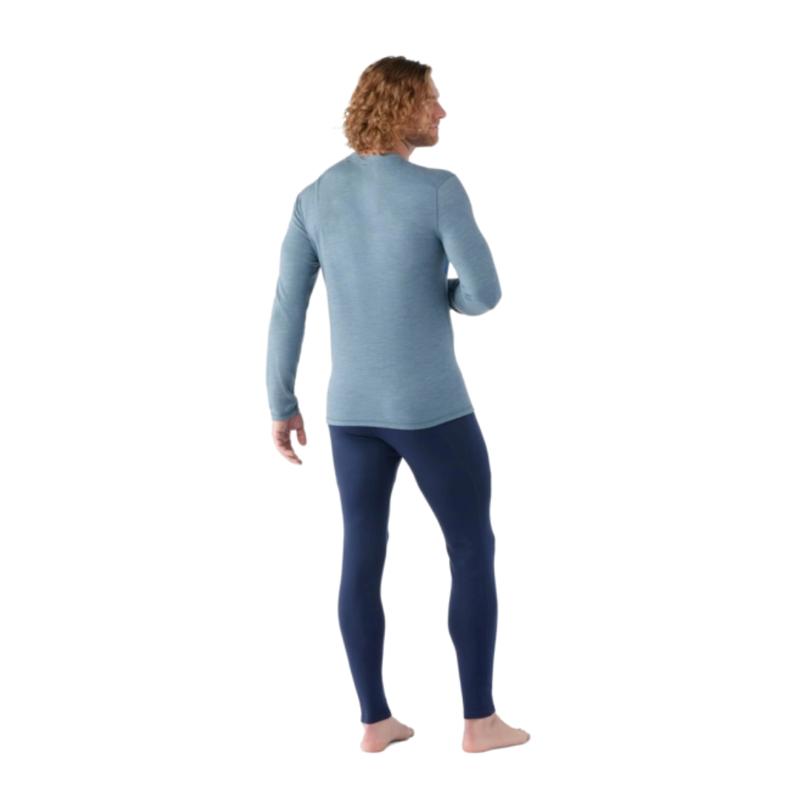 Smartwool Men's Classic Thermal Merino Base Layer Colorblock Crew in Pewter Blue Heather-1