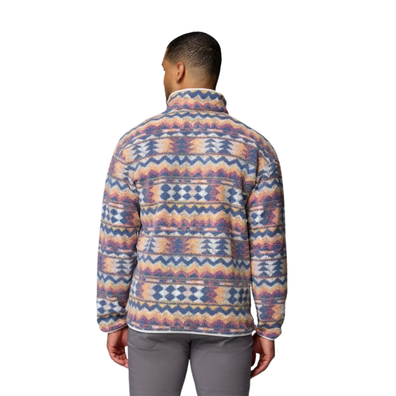 Columbia Mens Helvetia II Printed Half Snap Fleece in Sea Salt / Retrotree-1