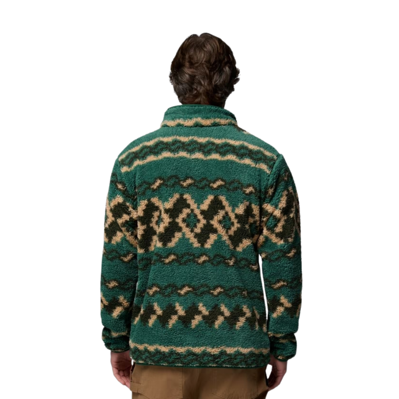 Columbia Mens Rugged Ridge High Pile Half Zip in Rain Forest Knitknot-1