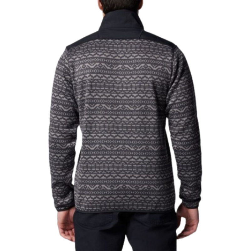 Columbia Mens Sweater Weather Printed Half Zip II in Shark Madras Tonal-1
