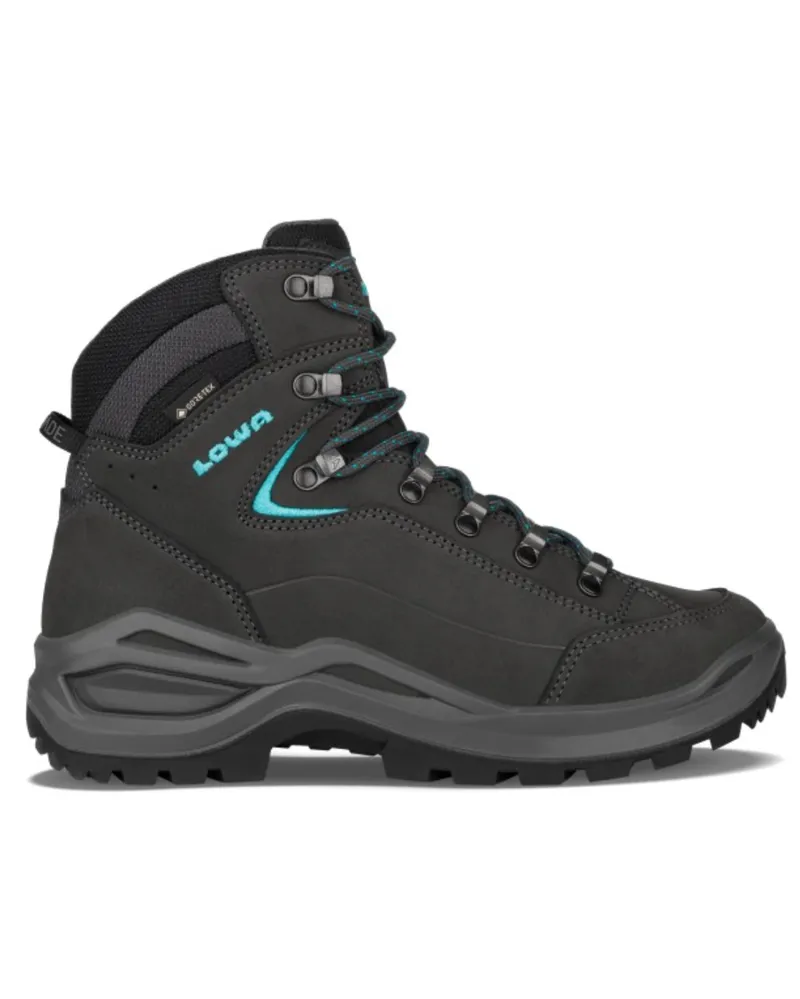 Lowa Womens Renegade Evo GTX Mid Wide Fit in Asphalt / Turquoise