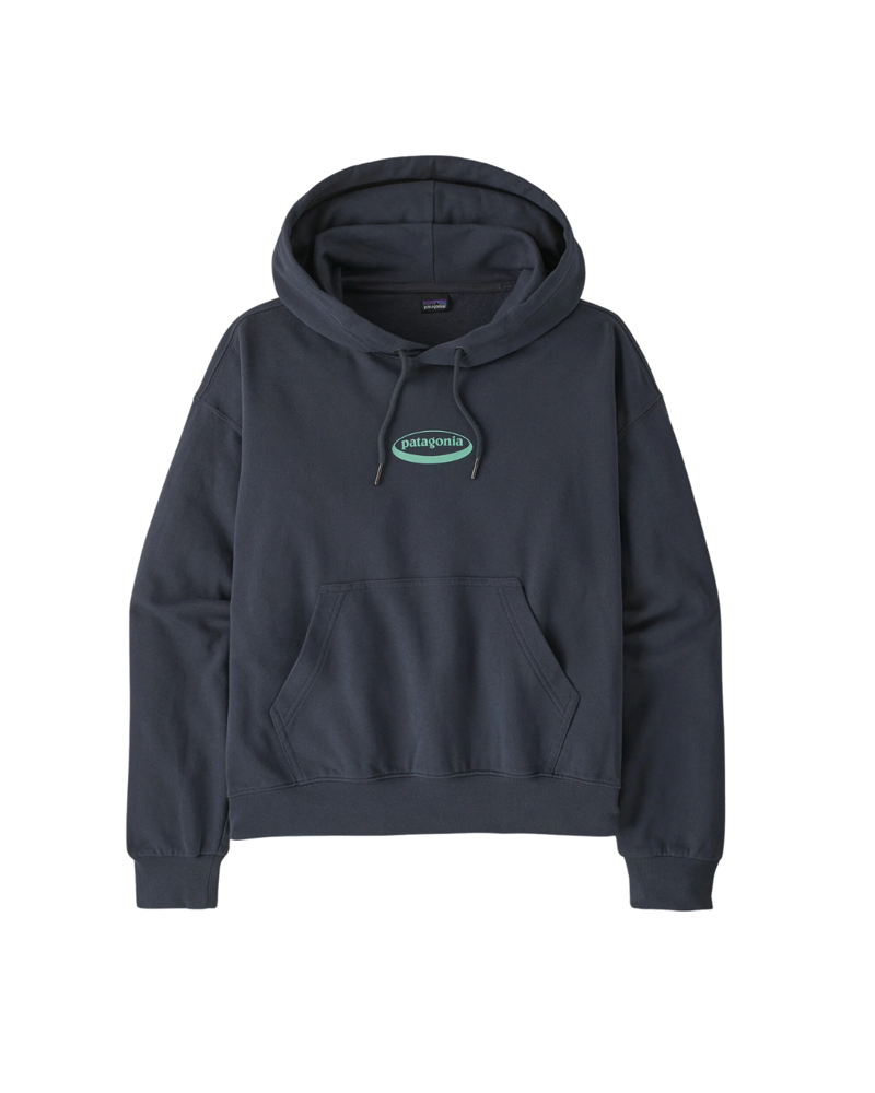 Patagonia Womens 95 Oval Logo Daily Hoody in Smolder Blue / Moon Tripper