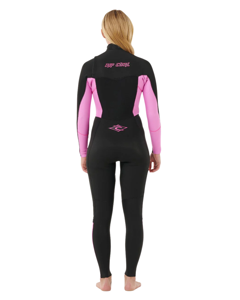 Rip Curl Womens Dawn Patrol 4/3 Chest Zip in Black / Pink-1