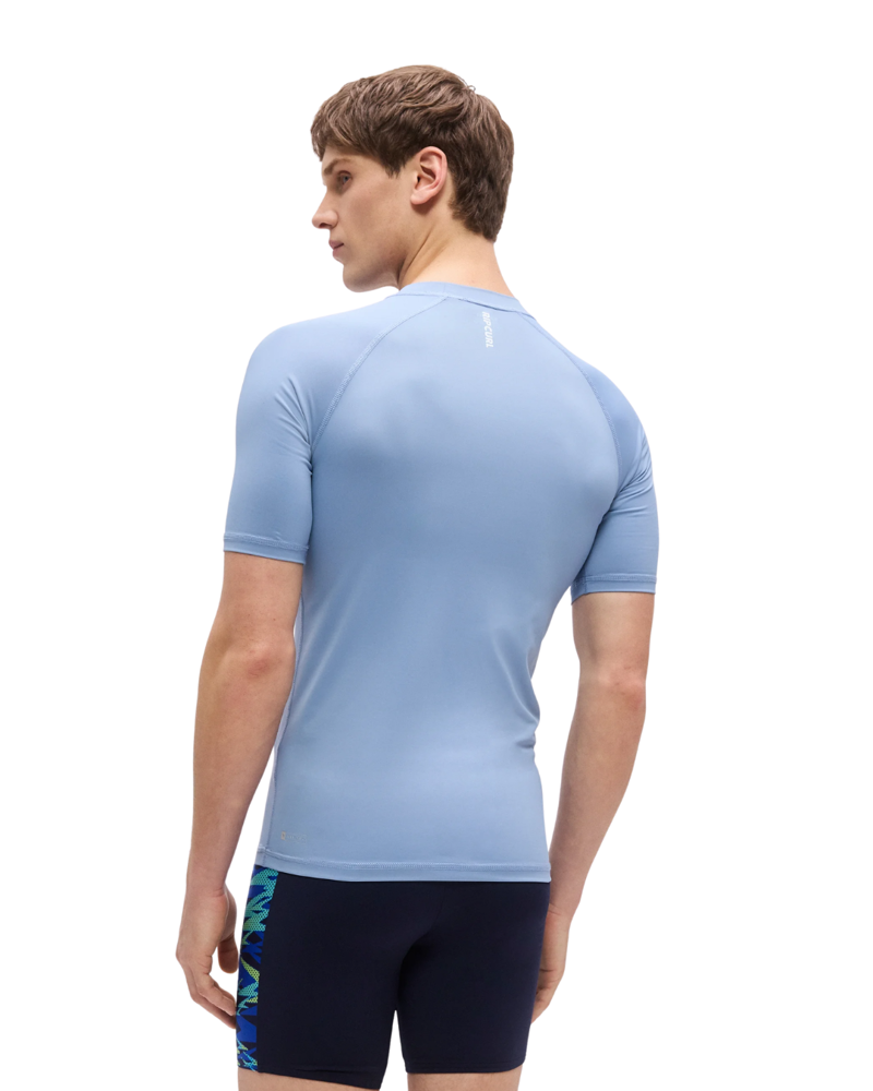 Rip Curl Mens Streamline UPF S/S Rash Vest in Faded Denim-1