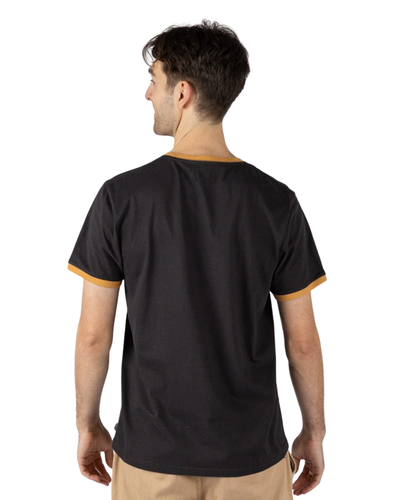 Saltrock Mens Trail Badge Ringer Tee in Dark Grey-1