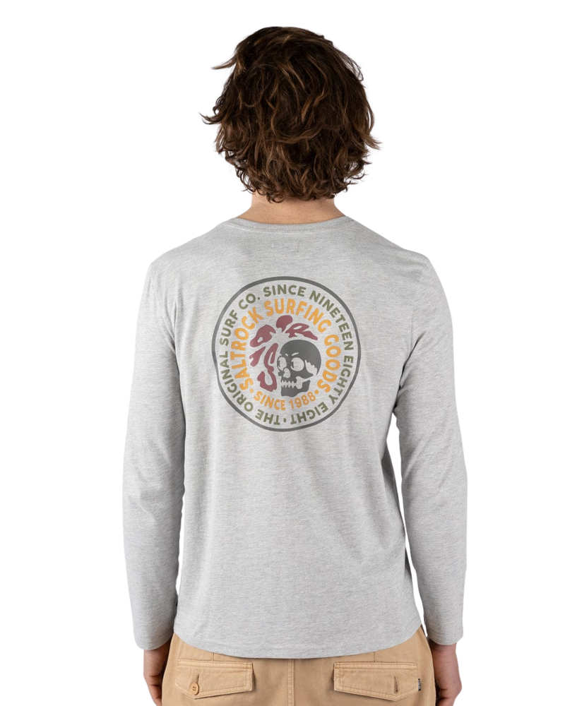 Saltrock Mens Trail Badge L/S Tee in Grey-1
