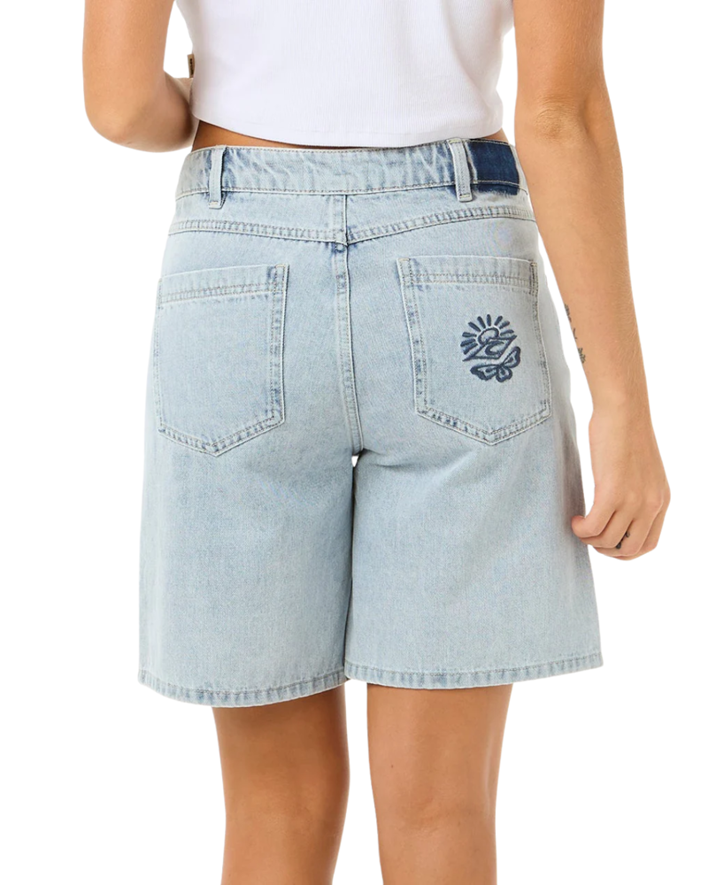 Rip Curl Womens Aggie Relaxed Denim Short in Vintage Blue-1