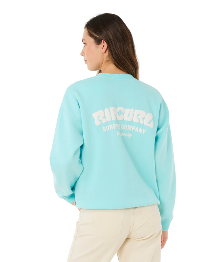 Rip Curl Womens Surf Puff Inspired Crew in Light Sea Blue-1