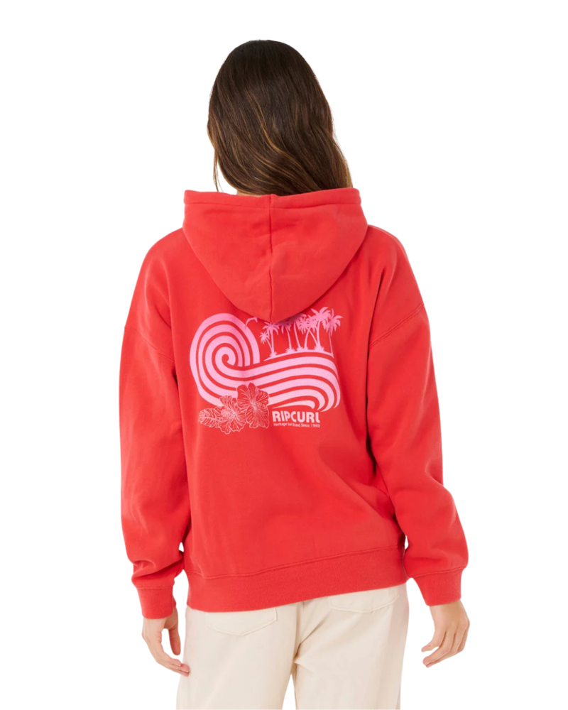 Rip Curl Womens Ocean Break Heritage Hood in Deep Red-1