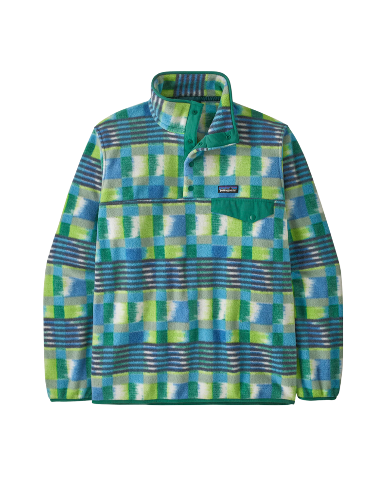 Patagonia Mens L/W Synch Snap-T Pullover in Painted Lines / Shore Blue