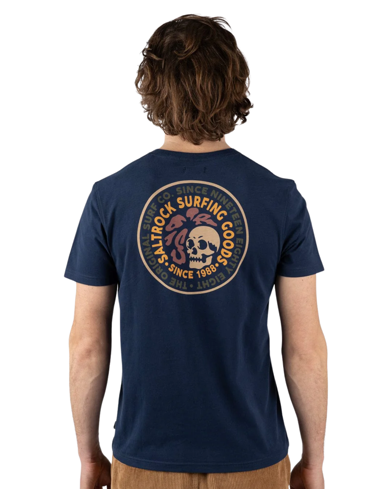 Saltrock Mens Trail Badge Print Tee in Bluedres-1