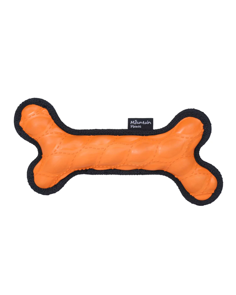 Mountain Paws Rubber Bone Dog Toy in Orange