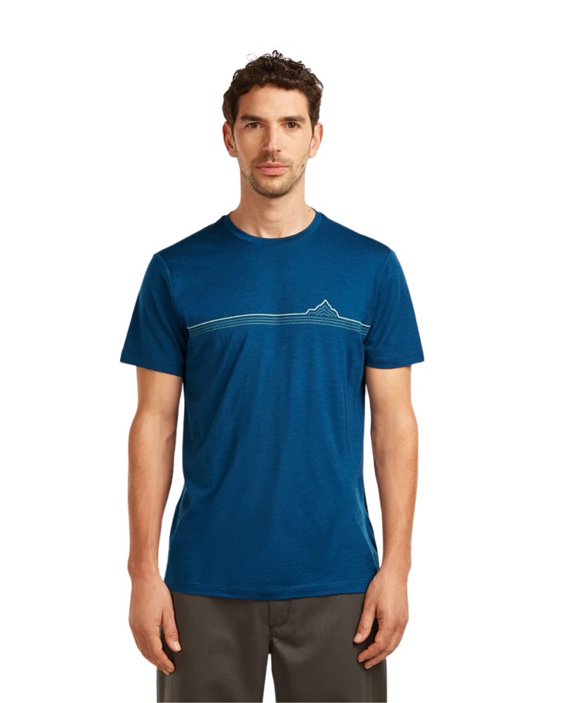 Icebreaker Mens Merino 150 Tech Lite Tee S/S Range Stripes in Atlantis