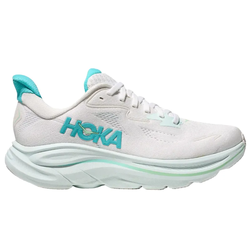 Hoka Womens Clifton 10 in White / Cielo Blue