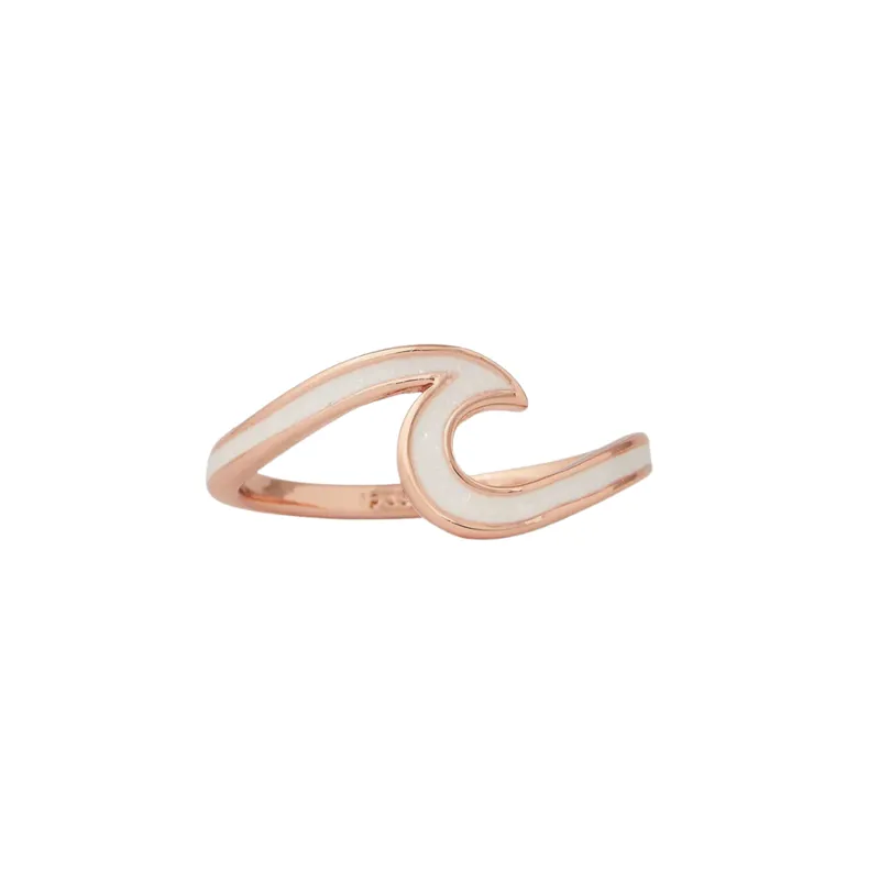 Pura Vida Enameled Wave Ring in Rose Gold