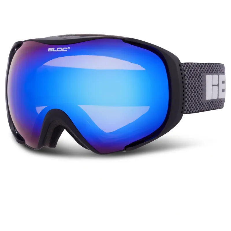 Bloc Mask Ski Goggles in Matt Black With Brown Blue Mirror Lens-1