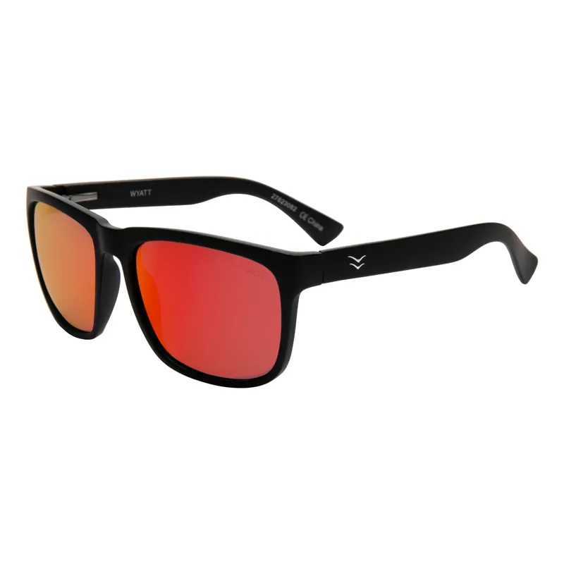 I-Sea Men's Wyatt Polarised Sunglasses in Black with Red Mirror Lens-1