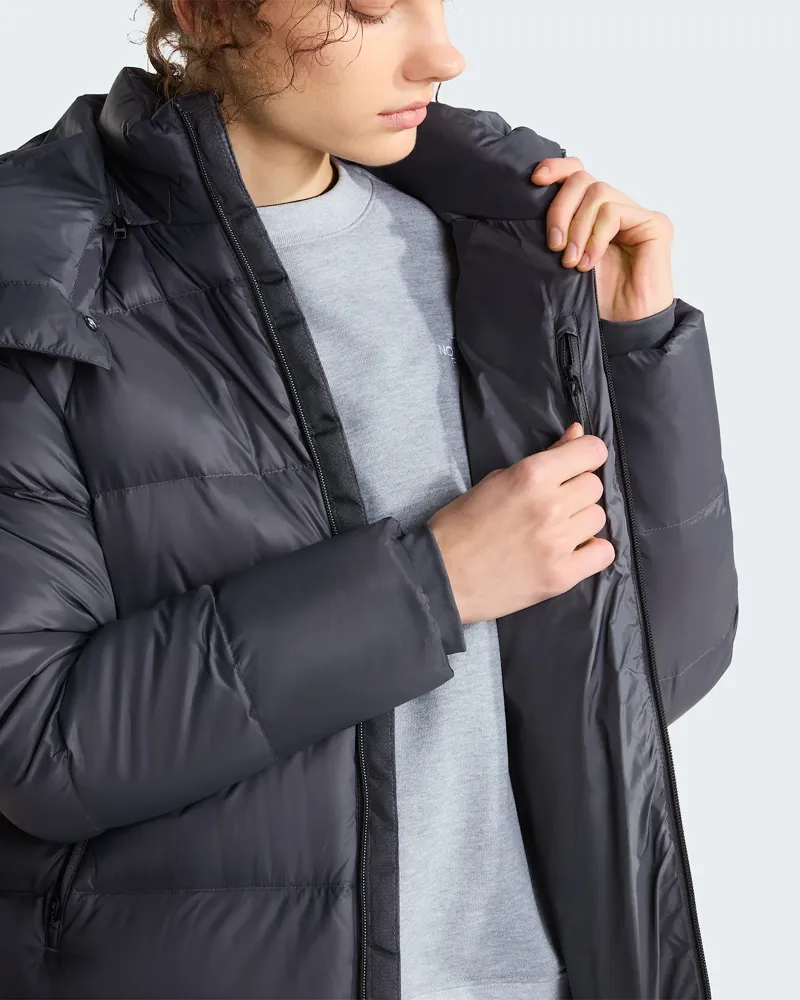 The North Face Women's Hydrenalite City Long Down Hooded Parka in Anthracite Grey-3