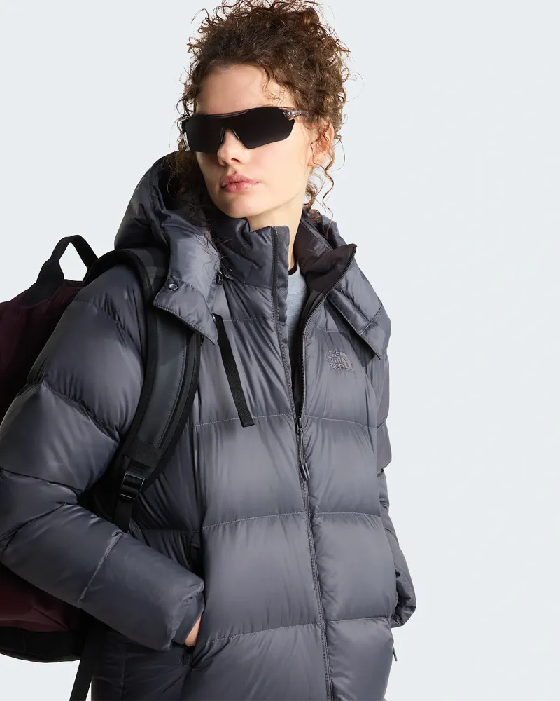 The North Face Women's Hydrenalite City Long Down Hooded Parka in Anthracite Grey-2