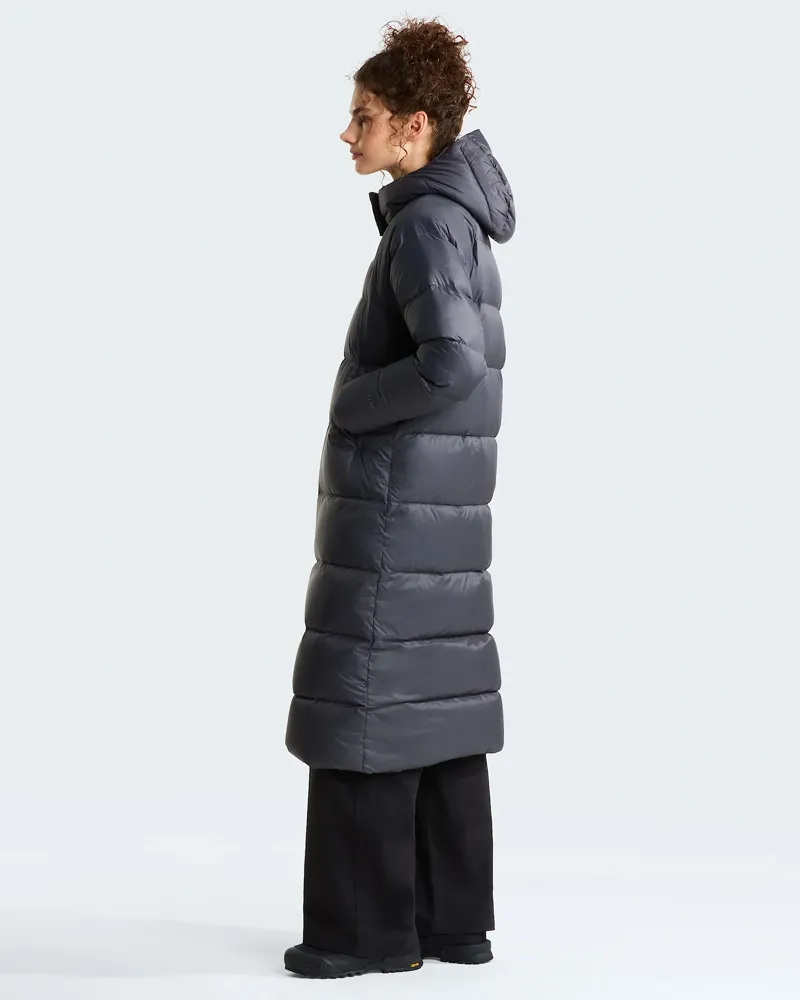 The North Face Women's Hydrenalite City Long Down Hooded Parka in Anthracite Grey-1