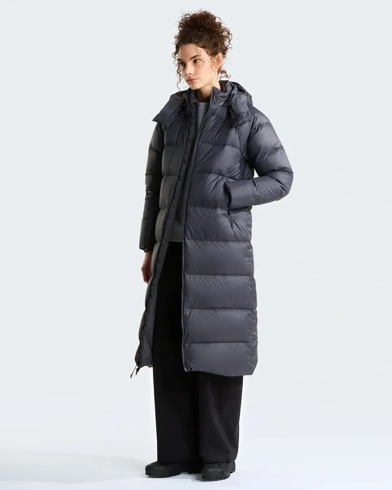 The North Face Women's Hydrenalite City Long Down Hooded Parka in Anthracite Grey-5