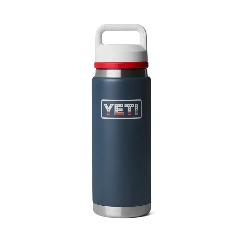 Yeti Rambler Bottle Chug 26oz in Navy/Rescue Red/White