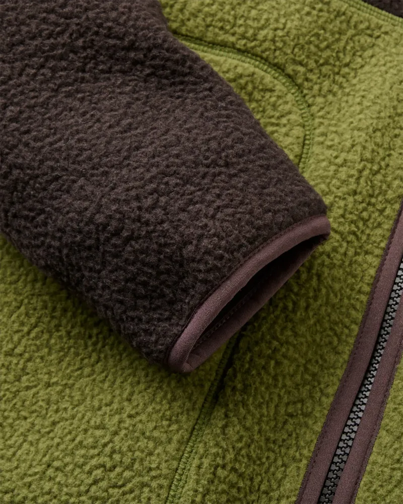 Passenger Mens Offgrid Recycled Full Zip Sherpa Fleece in Espresso / Khaki-5