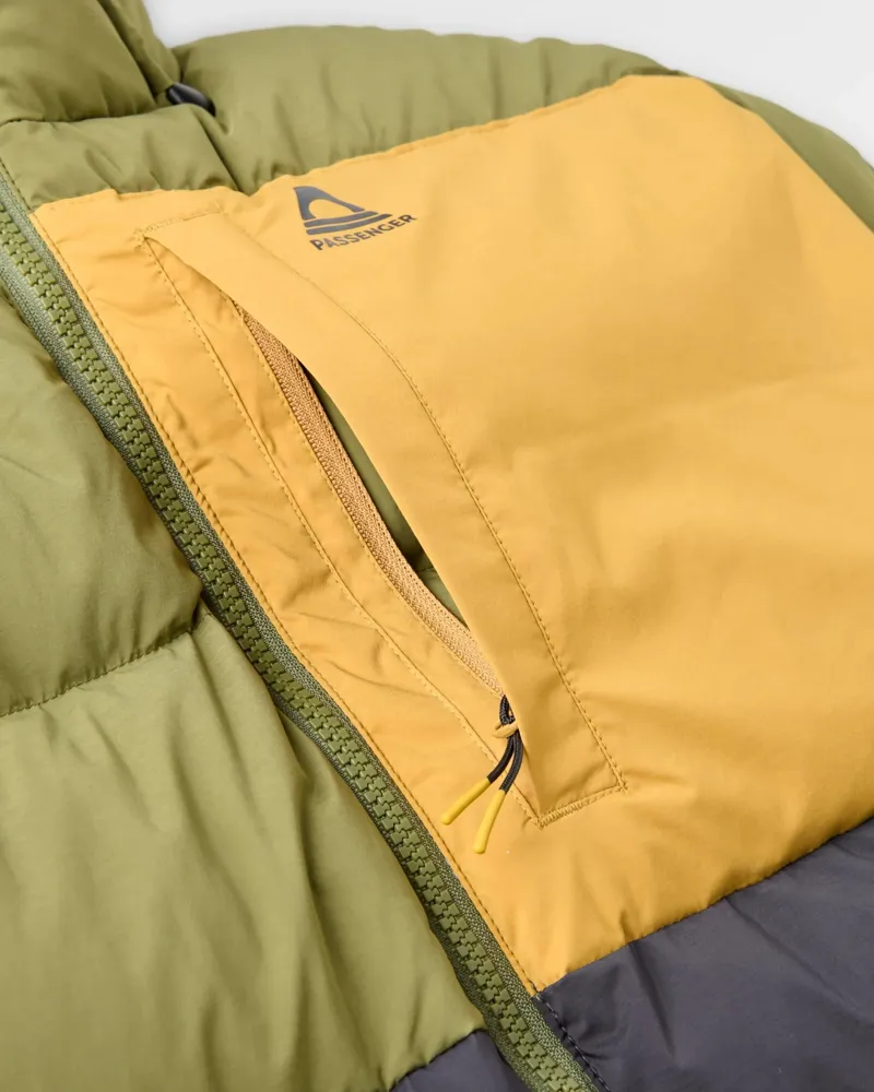 Passenger Mens Kindlewood Recycled Down Jacket in Faded Black / Khaki-6