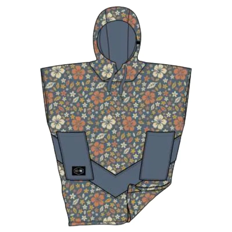 All In Womens V Poncho in Flore Blue