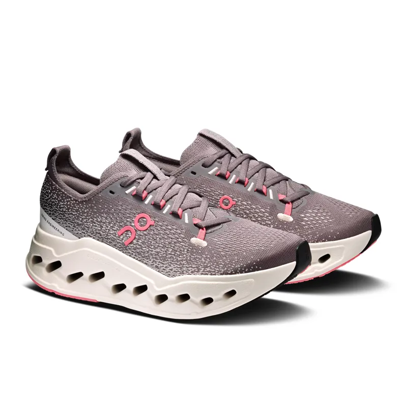On Womens Cloudsurfer Max in Pebble / Oyster-2