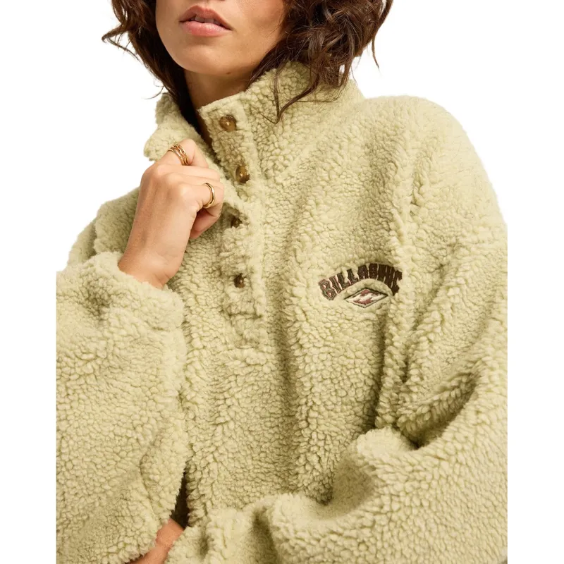 Billabong Womens Run The Road Fleece in Smoke Green-4