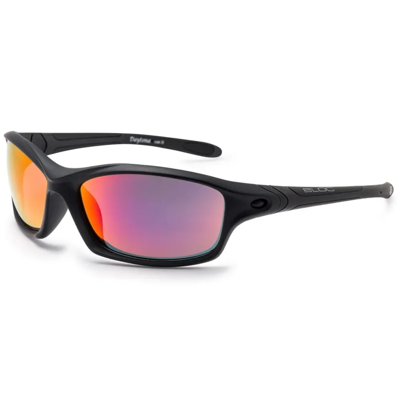 Bloc Bail Sunglasses - Shiny Black with Red Mirror Lens