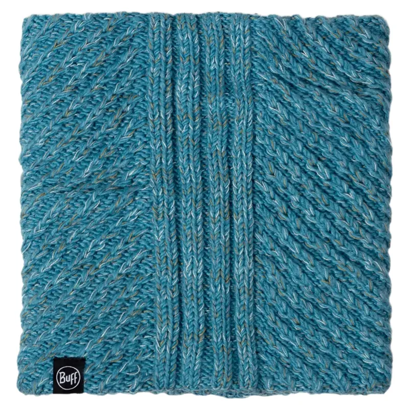 Buff Akna Knitted and Fleece Neck Warmer in Tourmaline-1