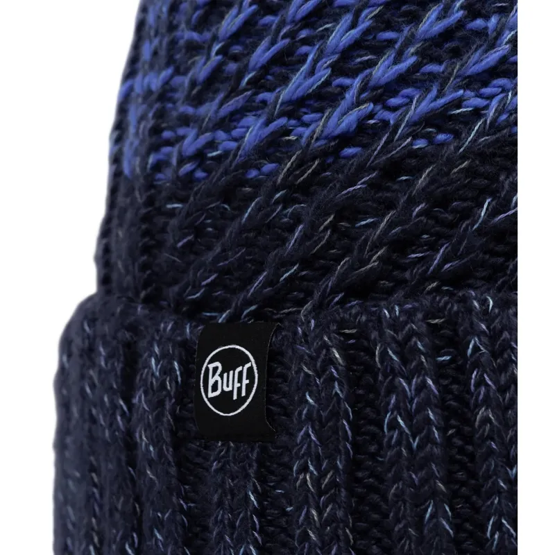 Buff Knitted and Fleece Band Beanie Akna in Night Blue-3
