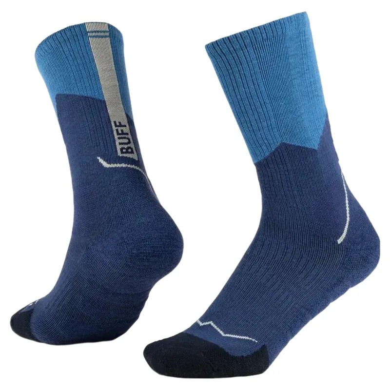 Buff Merino Midweight Crew Socks in Blue