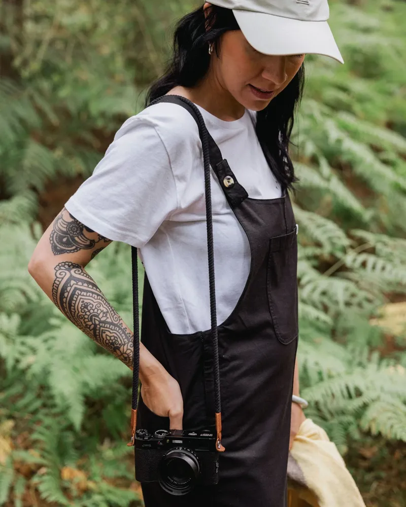 Passenger Womens Meadows 2 Organic Cotton Dungarees in Black-8