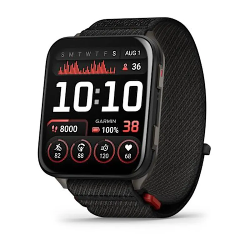 Garmin Venu X1 in Black with Slate Titanium Caseback and Black ComfortFit Nylon Band-1
