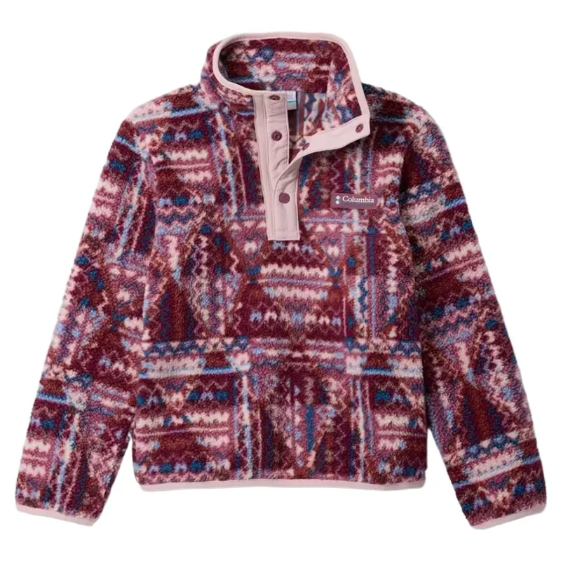 Columbia Kids Helvetia II Printed Half Snap Fleece in Antique Mauve Geomix / Mineral Pink-1