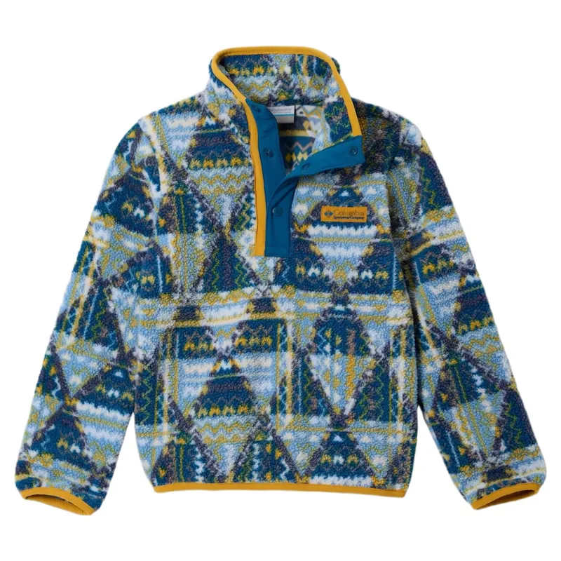 Columbia Kids Helvetia II Printed Half Snap Fleece in Phoenix Blue Geomix / Phoenix Blue / Squash