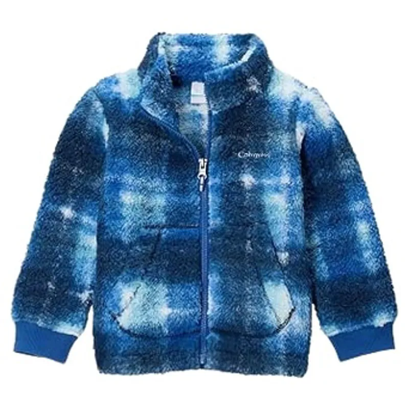 Columbia Kids Rugged Ridge II Printed Sherpa Full Zip Jacket in Mountain Blue Omblur