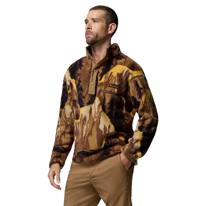 Columbia Men's Helvetia II Printed Half Snap Fleece in Teak Brown Soarin