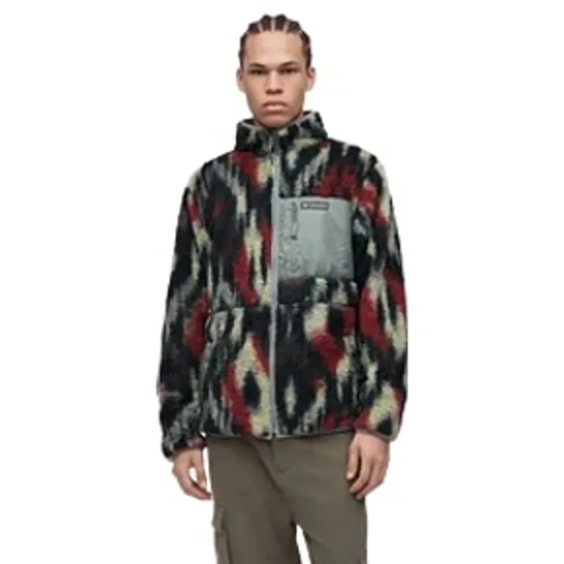 Columbia Men's Winter Pass Reversible Sherpa Fleece Jacket in Red Oxide Full Blur / Sedona Sage