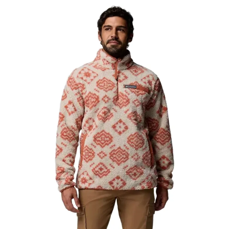 Columbia Mens Rugged Ridge High Pile Half Zip Fleece Jacket in Dark Stone Checkered Out