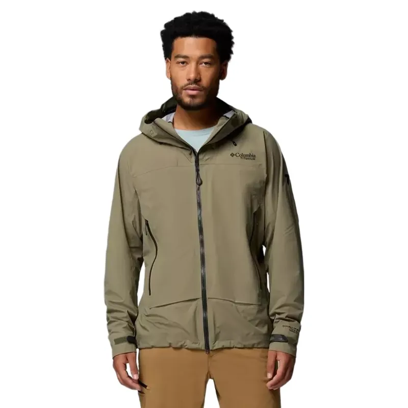 Columbia Mens Saudan Pro 3L Shell Waterproof Jacket in Stone Green