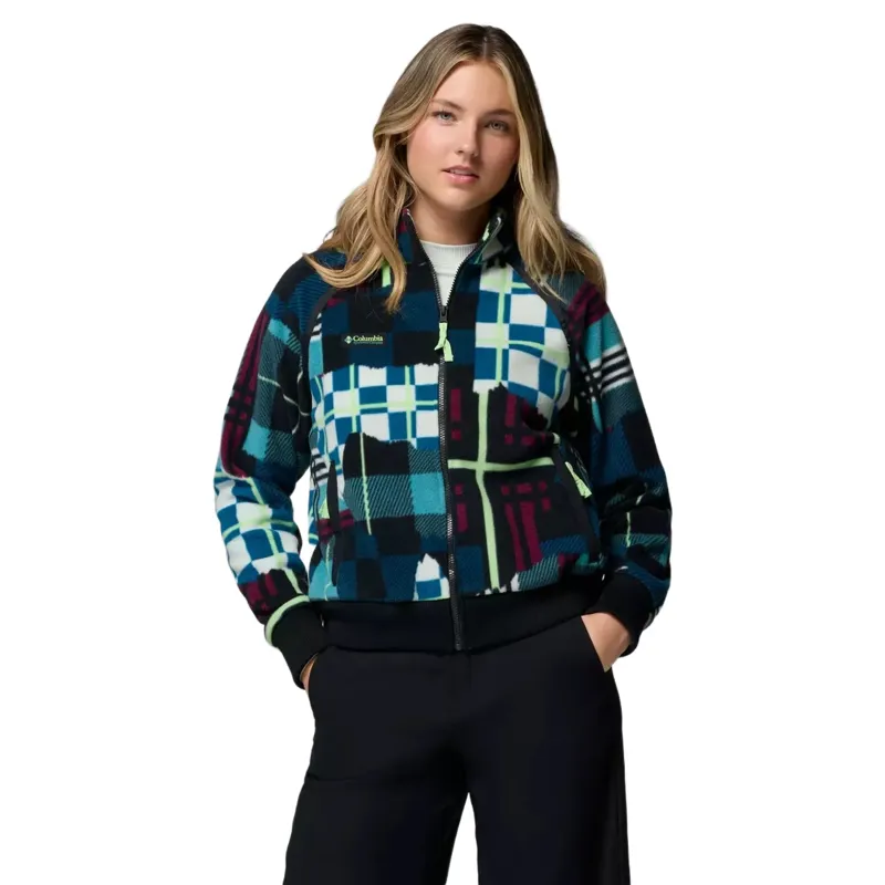 Columbia Women's Bugaboo 1986 Fleece Jacket in Teal / Plaidpatch Deboss / Black / Lime Glow Pops
