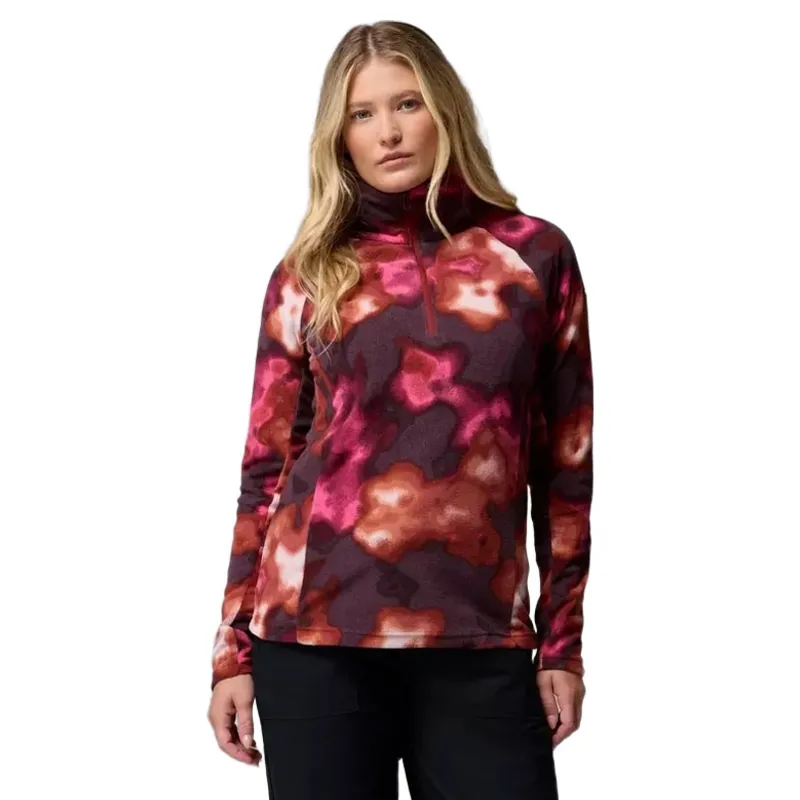 Columbia Womens Glacial IV Print 1/2 Zip Fleece in Red Oxide Dyeflower