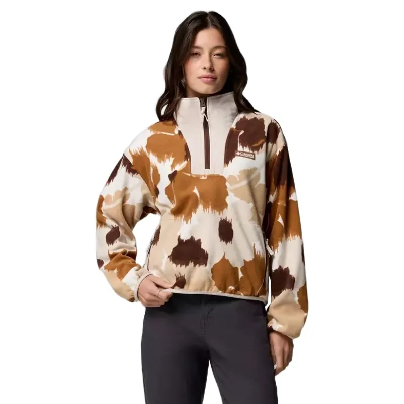 Columbia Womens Sequoia Grove II Printed Half Zip Fleece in Camel Brown Ikatbloom / Dark Stone / Tobacco