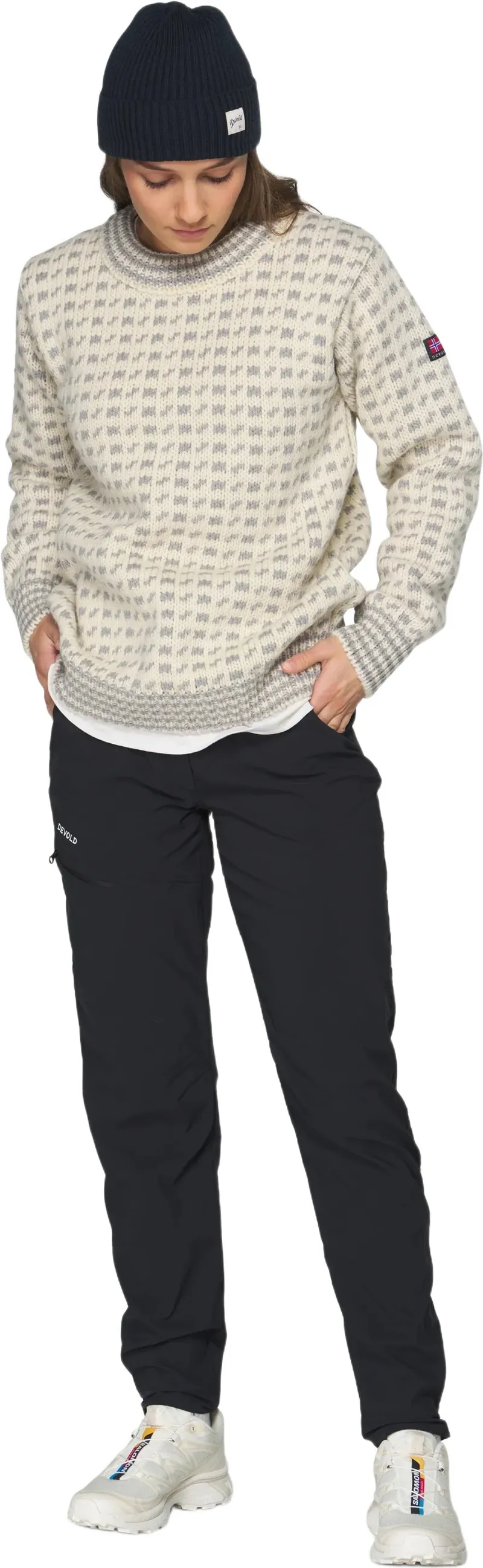 Devold Original Islender Men's Wool Sweater in Offwhite/Anthracite-7
